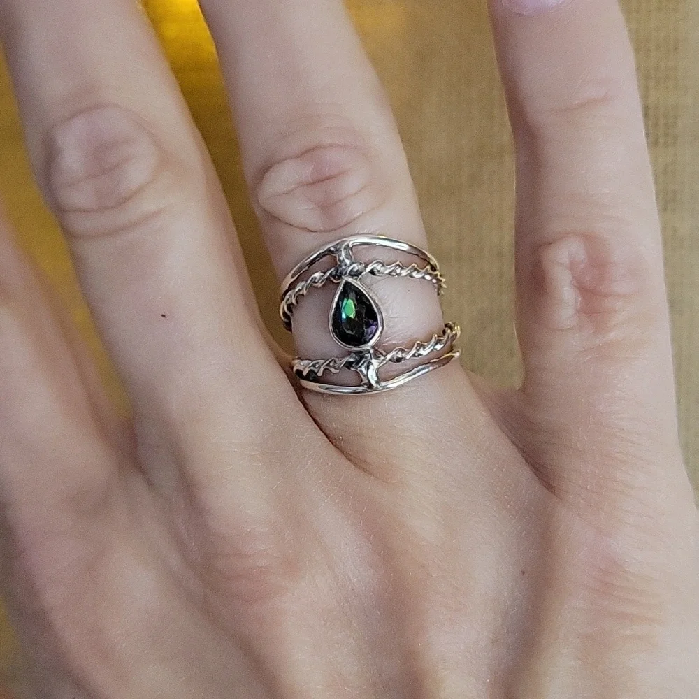 MYSTIC TOPAZ TWISTED STERLING RING - Picture 7 of 11
